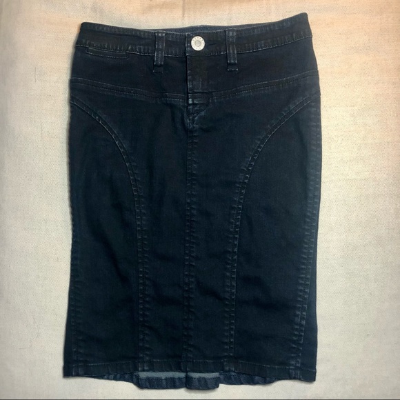 BCBG dark navy size 25 stretch denim pencil skirt - Picture 1 of 8